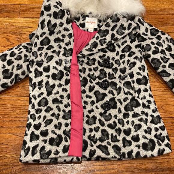NWT Cat & Jack Girls Leopard Pea Coat (4/5) - Picture 5 of 9
